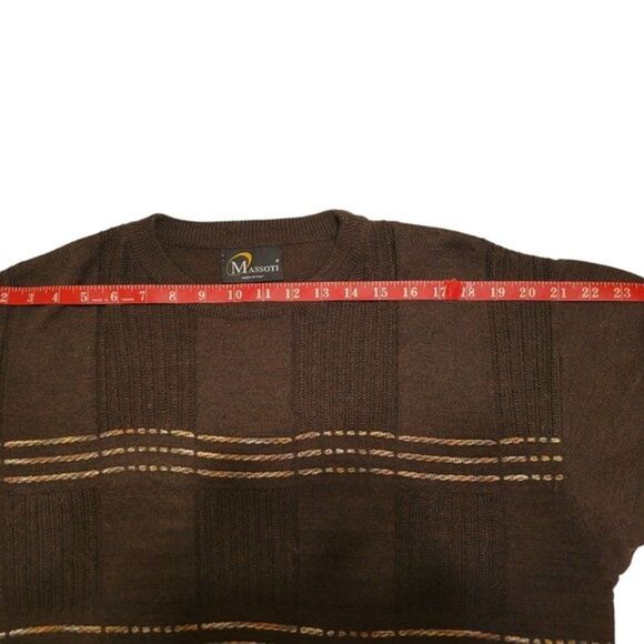 Massoti Brown Pullover Sweater Gold Thread Made in Italy Merino Wool/Acrylic - Picture 9 of 12